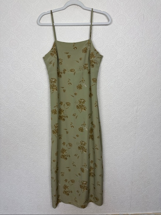 Vintage Dresses & Skirts - Vintage 90s Y2K‎ Old Navy Floral Midi Dress Sage Green Slip Dress 10 Cottagecore